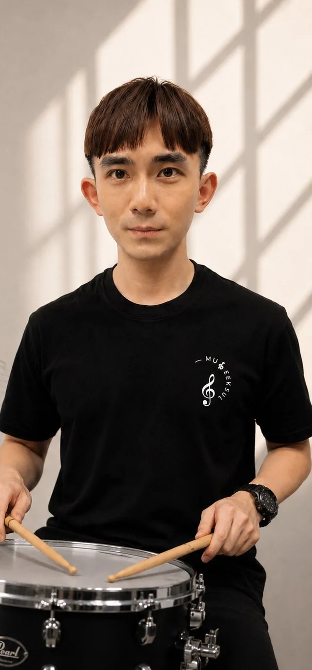 張弘瑋,主修爵士鼓